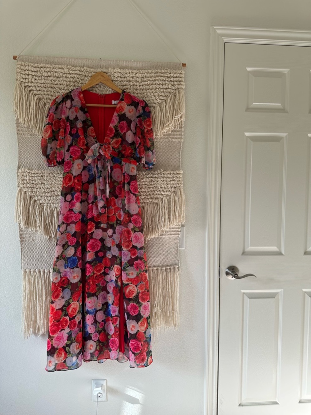 Ieena for Mac Duggal Puff Sleeve Floral Dress